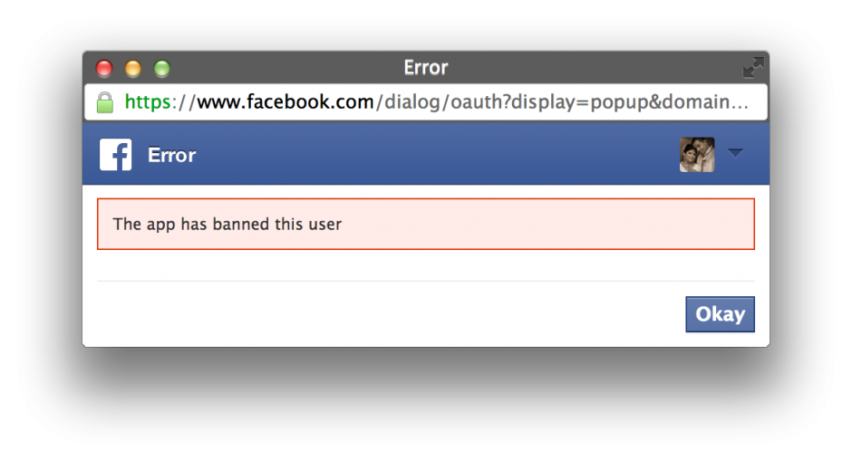 Facebook API Banning Users From Your Application  Niraj