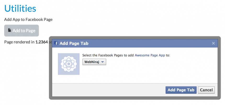 FB Add to Page Dialog