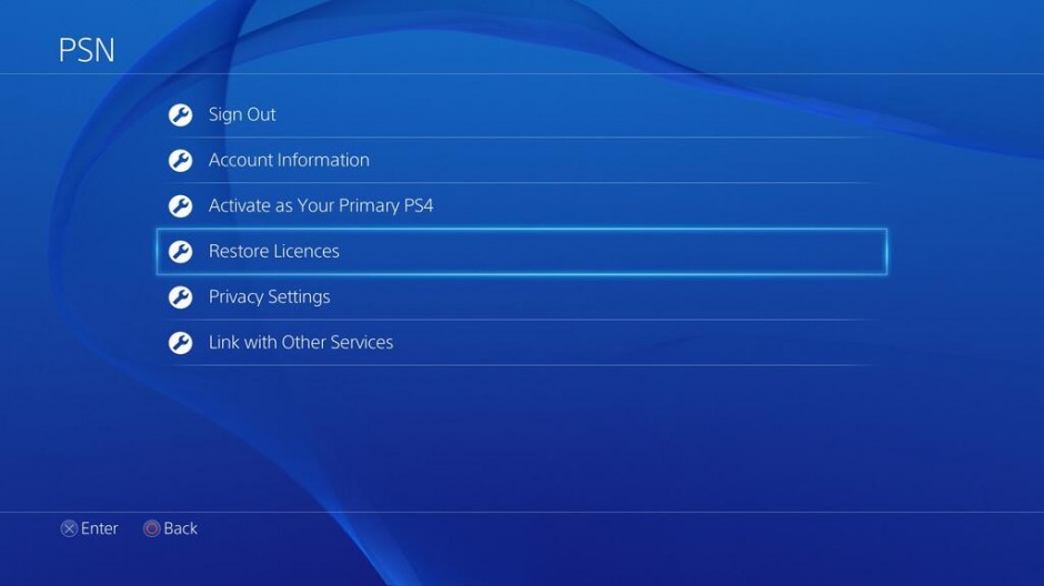 PS4 Restore Licences