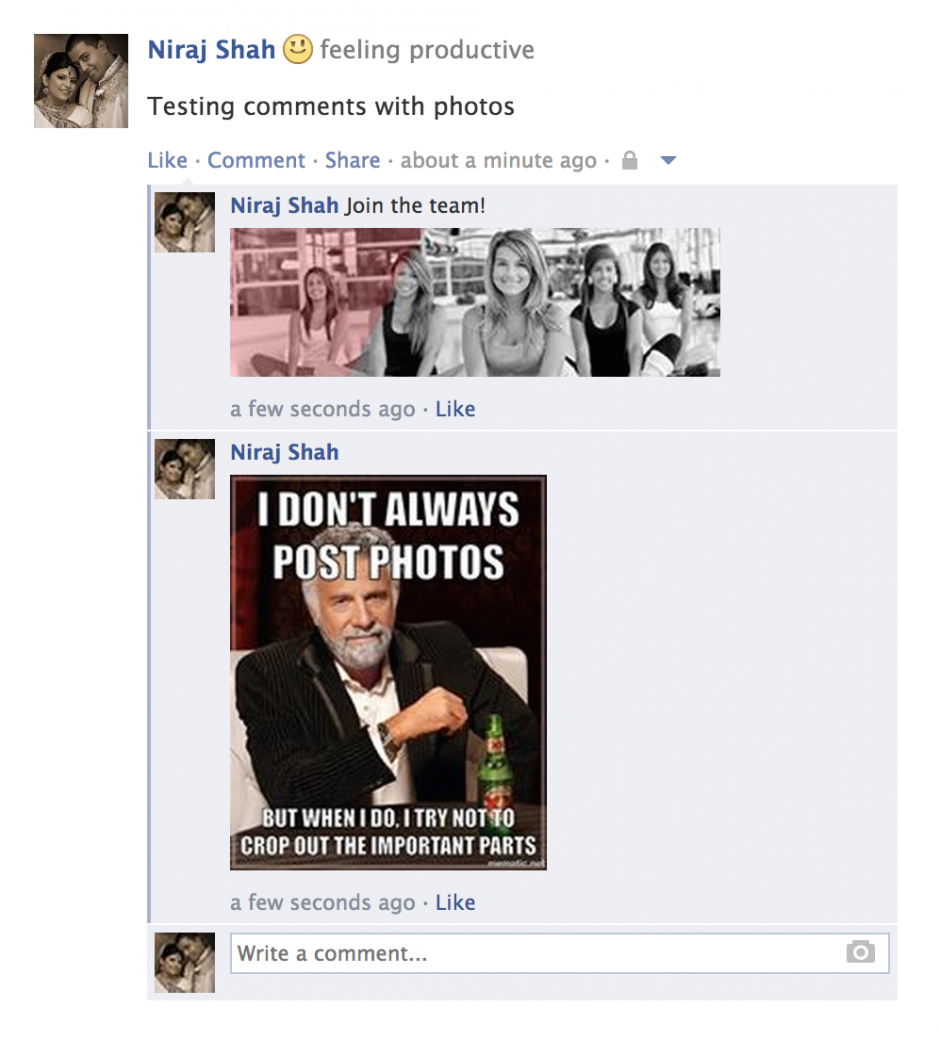 Facebook Comment with Photos