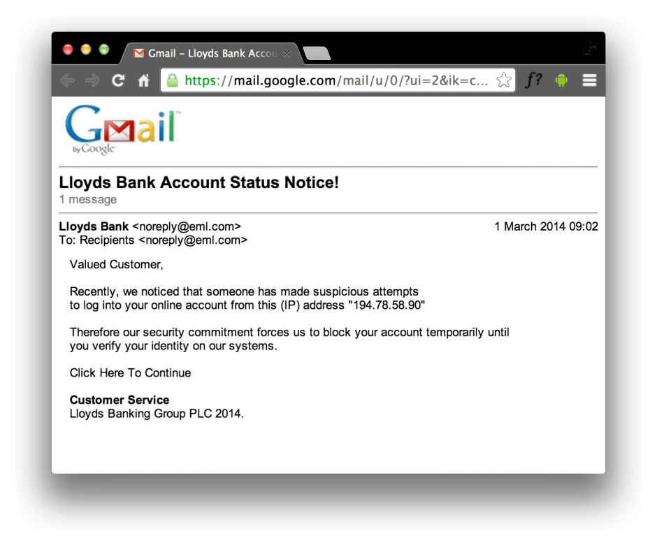 Lloyds Phishing