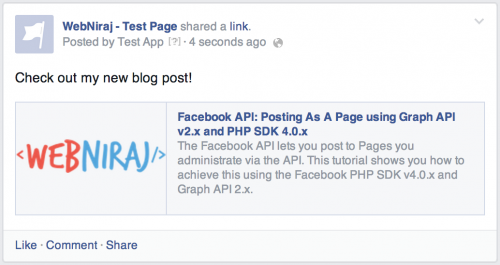 Post to Page using Facebook PHP SDK v4.0.x